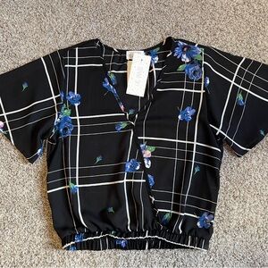 Floral Black and Blue Women's Top